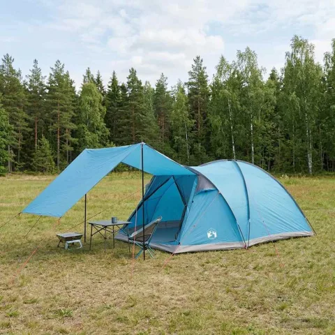 vidaXL Tent Cabină cu acoperiș albastru 6 persoane Poliester și oțel
