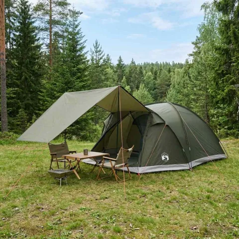 vidaXL Tent Cabină Verde militar 6 persoane Poliester și oțel