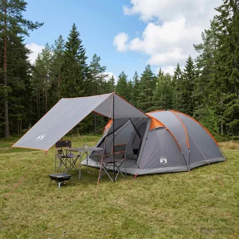 vidaXL Tent Cabină Gri și Portocalie 8 persoane Poliester și oțel
