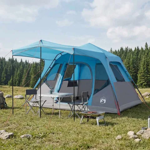 vidaXL Cort de Familie albastru 305 x 275 x 190 cm Poliester și oțel