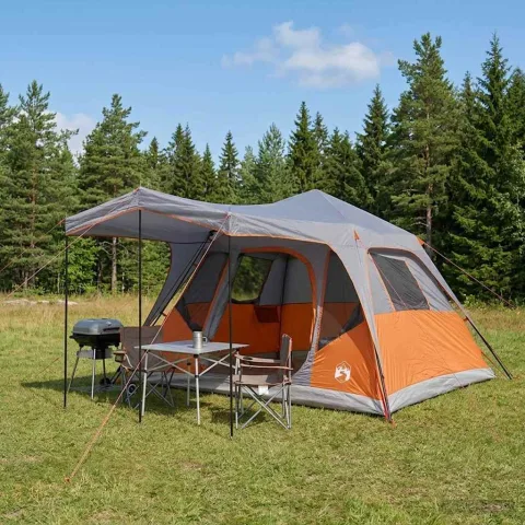 vidaXL Cort de Familie Gri și Portocalie 305 x 275 x 190 cm