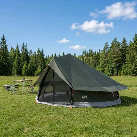 vidaXL Cort Tipi 20 persoană Verde Army Poliester și oțel