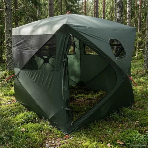 vidaXL Cort de vânătoare cu acoperiș Verde Army 143 x 143 x 165 cm
