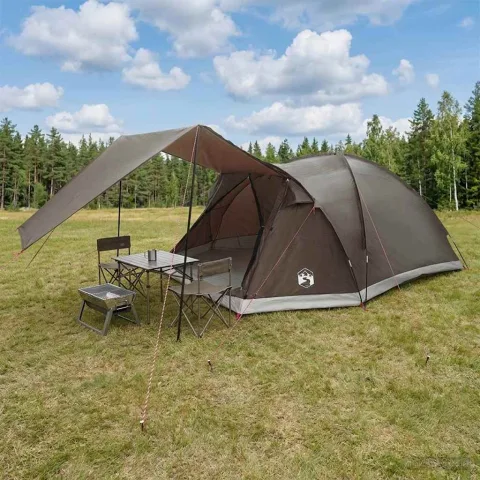 vidaXL Tent Cabină Gri cărămiziu 6 persoane Poliester și oțel