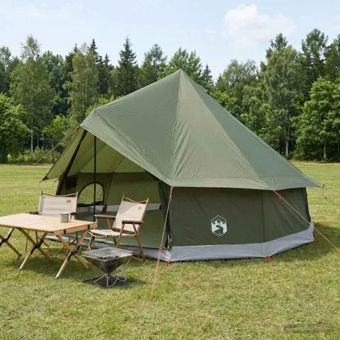 vidaXL Cort Tipi 8 persoană Verde măsliniu Poliester și oțel