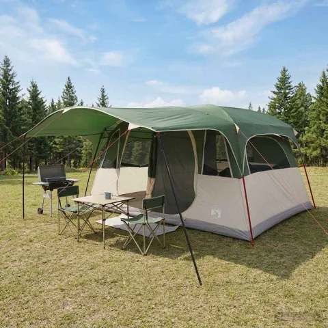 vidaXL Cort tunel Verde 427 x 305 x 205 cm Poliester și oțel