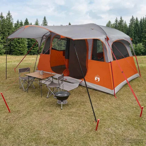 vidaXL Cort tunel cu acoperiș Gri și Portocalie 427 x 305 x 205 cm