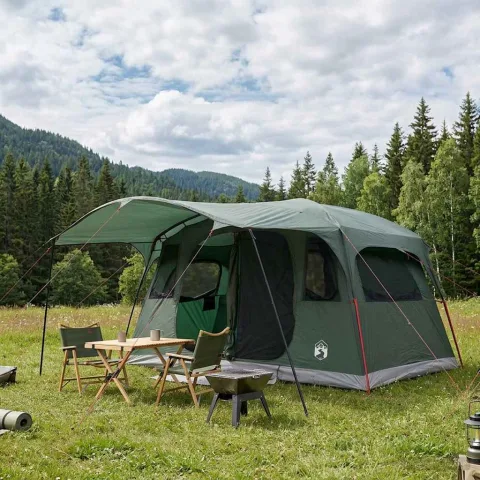 vidaXL Cort tunel Verde Army 427 x 305 x 205 cm Poliester și oțel
