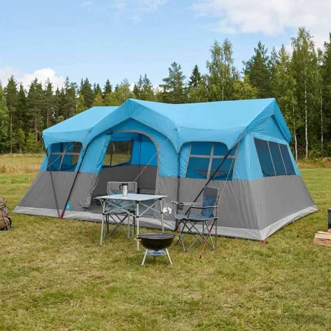 vidaXL Cort de Familie 487 x 340 x 216 cm albastru Poliester și oțel
