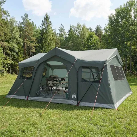 vidaXL Cort de Familie 487 x 340 x 216 cm Verde Army Poliester și oțel