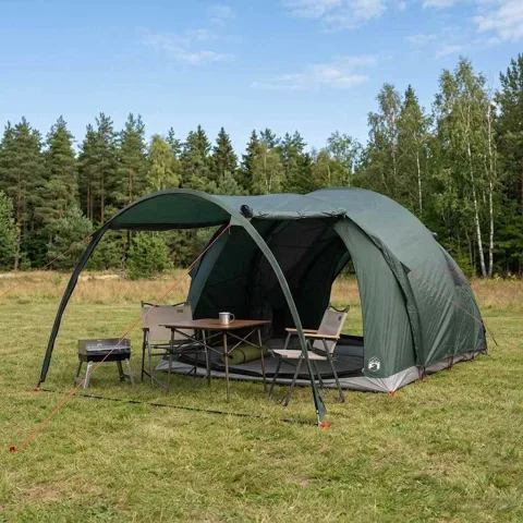 vidaXL Cort tunel 370 x 275 x 210 cm Verde Army Poliester și oțel