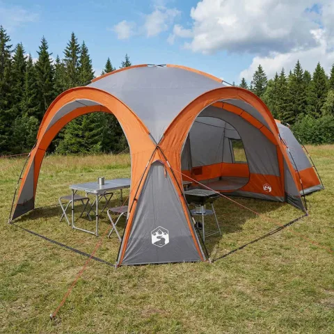 vidaXL Cort lateral cu acoperiș Gri și Portocalie 410 x 410 x 250 cm