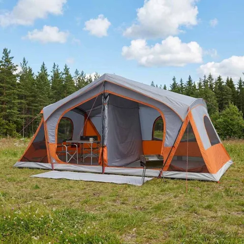 vidaXL Tent Cabină cu acoperiș Gri și Portocalie 480 x 273 x 205 cm