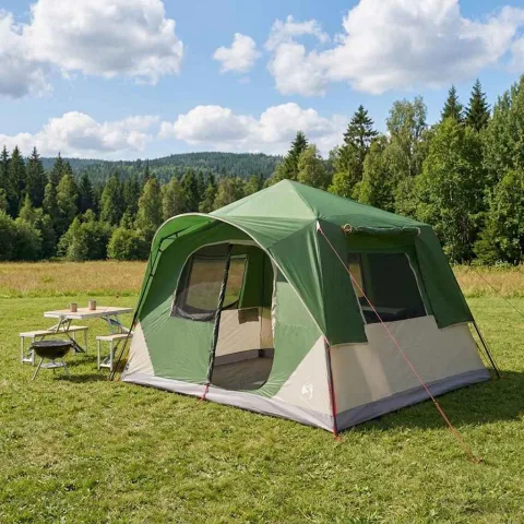 vidaXL Cort Instant Verde 365 x 380 x 200 cm Poliester și oțel