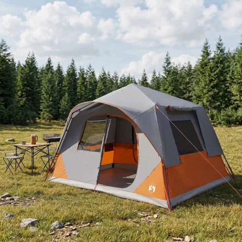 vidaXL Cort Instant cu acoperiș Gri și Portocalie 365 x 380 x 200 cm