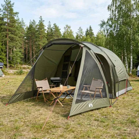 vidaXL Tent Cabină 4 persoană Verde măsliniu Poliester și oțel