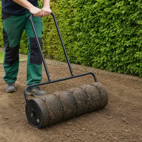 vidaXL Rola de gazon cu aerator și cleme Ø 30 x 90 cm Oțel