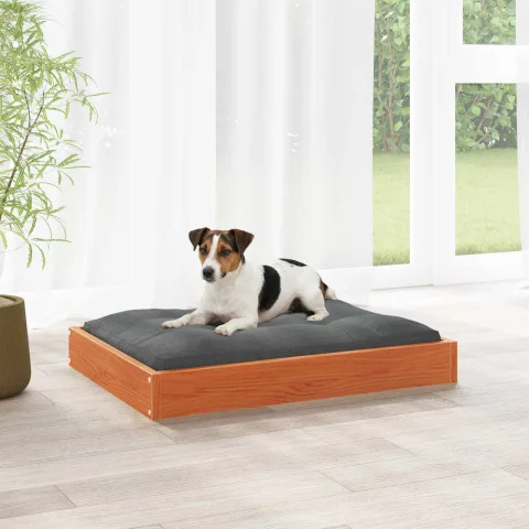 vidaXL Pat pentru câini Maroniu cerat 72 x 54 x 9 cm Lemn de pin masiv