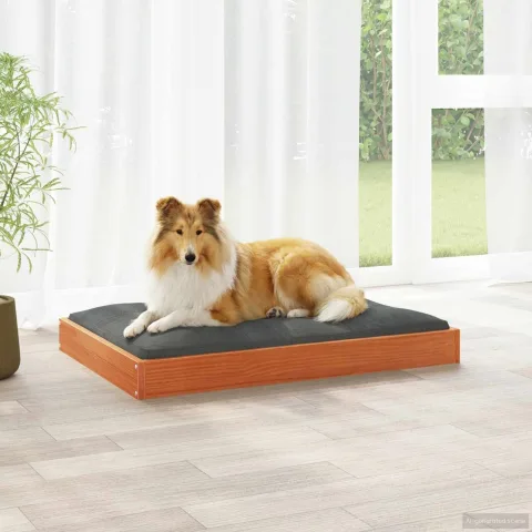 vidaXL Pat pentru câini Maroniu cerat 92 x 64 x 9 cm Lemn de pin masiv