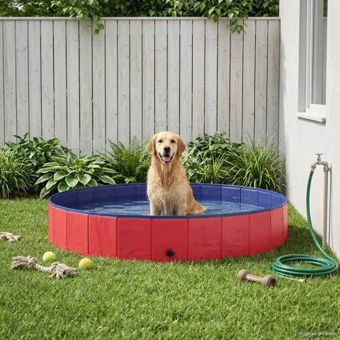 vidaXL Piscină pentru câini Ø200 x 30 cm PVC gros Roșu