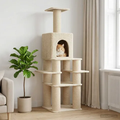 vidaXL Copac pentru pisici cu stâlpi de zgâriere din sisal Crem 180 cm