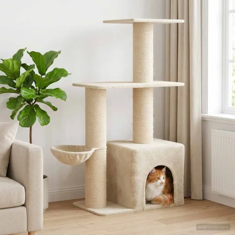 vidaXL Copac pentru pisici cu stâlpi de zgâriere din sisal Crem 133 cm