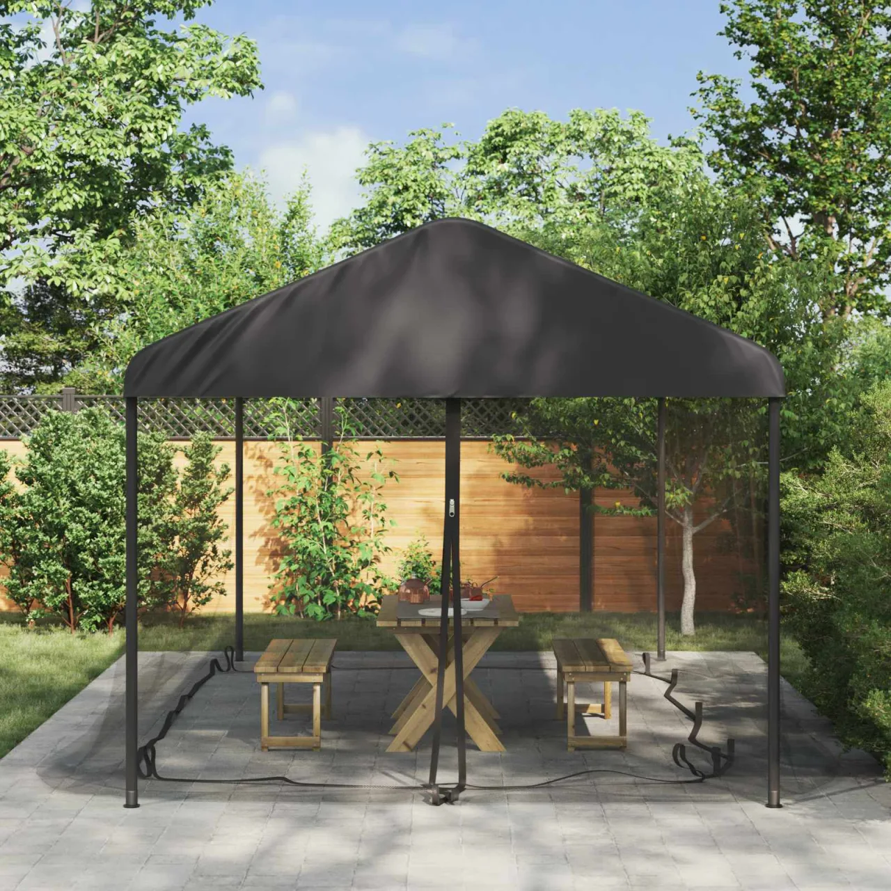 vidaXL Plasă de țânțari pentru foișor 220 mesh Negru 6 x 3 x 2 m