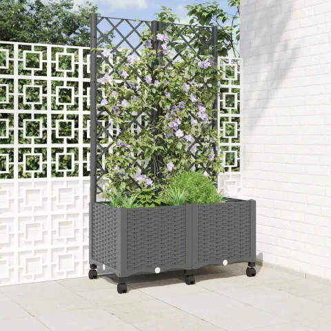 vidaXL Vază de gradină cu spalier și roți Gri deschis 80 x 40 x 146 cm