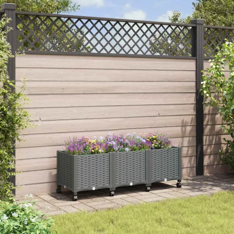 vidaXL Ghiveci de grădină cu roți Gri deschis 120 x 40 x 48 cm PP