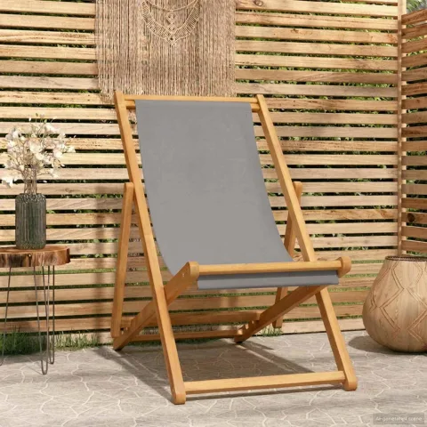 vidaXL Scaun de plajă Gri deschis Lemn solid de tec
