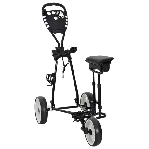vidaXL Troler de golf cu scaun Negru și Alb Fier Pliabil