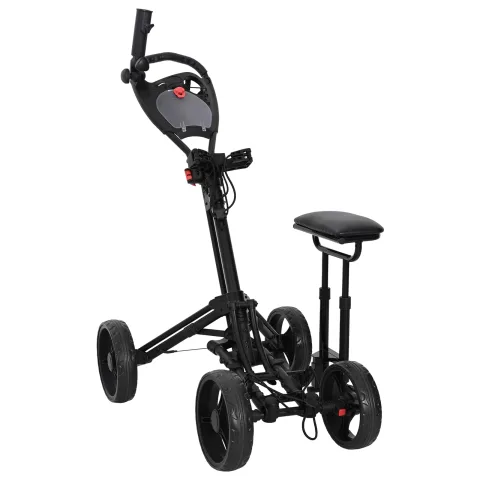 vidaXL Troler de golf cu scaun Negru Aluminiu Pliabil