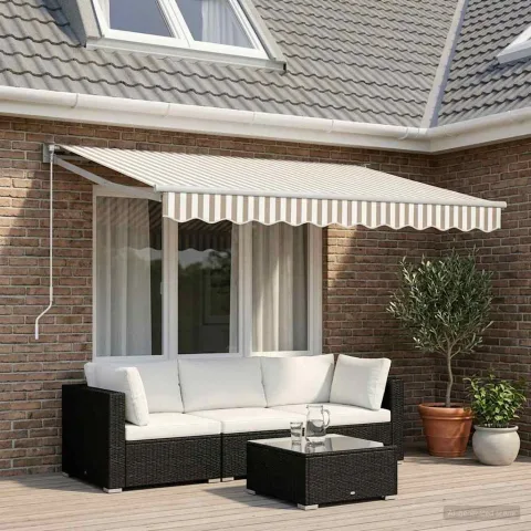 vidaXL Copertină retractabilă Gri deschis și alb. 3,5 x 2,5 m
