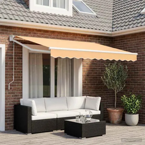 vidaXL Copertină retractabilă Nisipiu 3,5 x 2,5 m Poliester și metal
