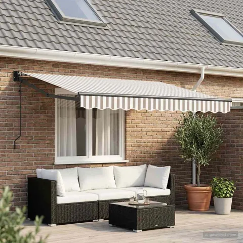 vidaXL Copertină retractabilă Gri deschis și alb. 3 x 2,5 m
