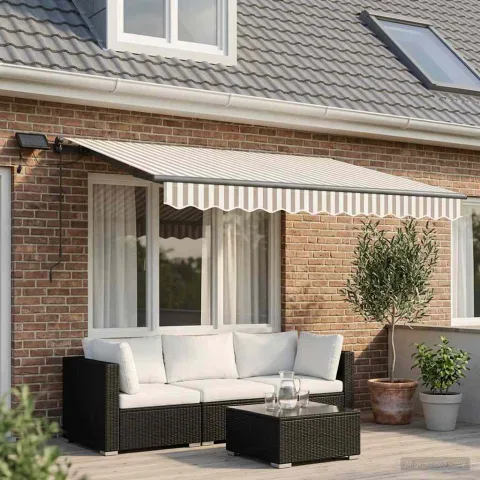 vidaXL Copertină retractabilă Gri deschis și alb. 350 x 250 cm