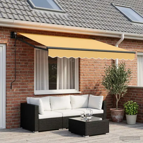 vidaXL Copertină retractabilă Nisipiu 3,5 x 2,5 m Poliester și metal