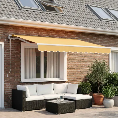 vidaXL Copertină retractabilă Nisipiu 350 x 250 cm Poliester