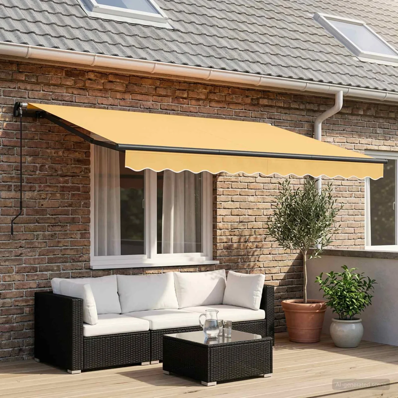 vidaXL Copertină retractabilă Nisipiu 500 × 350 cm