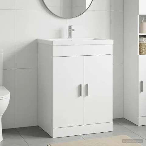 vidaXL Dulap sub chiuvetă pentru baie Alb 56 x 37,5 x 81 cm