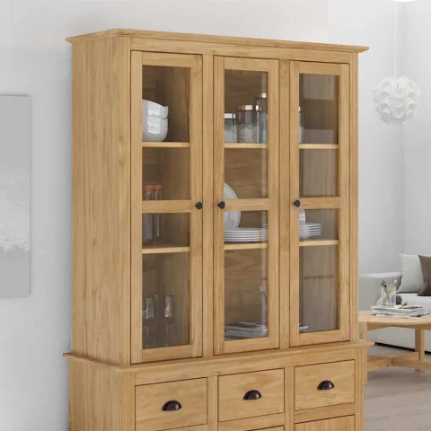 vidaXL Dulap cu uși din sticlă BODO Maro miere 115,5 x 38,5 x 117,7 cm