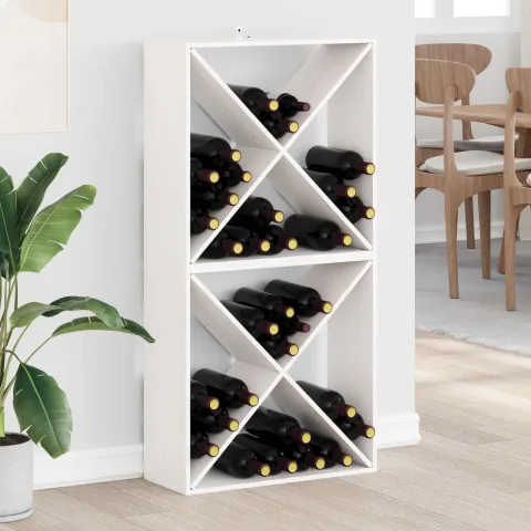 vidaXL Raft pentru vin 2 buc. Alb 62 x 25 x 62 cm Lemn de pin masiv