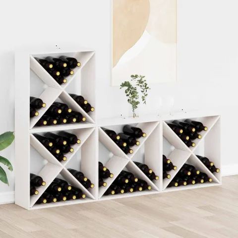 vidaXL Raft pentru vin 4 buc. Alb 62 x 25 x 62 cm Lemn de pin masiv