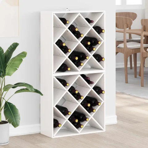 vidaXL Raft pentru vin 2 buc. Alb 62 x 25 x 62 cm Lemn de pin masiv