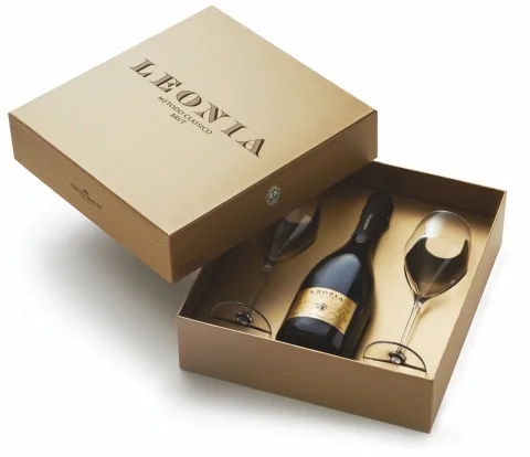 Vin Spumant Alb Brut Millesimato Leonia 0.75l + Pahare
