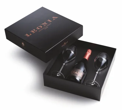 Vin Spumant Rose Brut Millesimato Leonia Doc 0.75l + Pahare