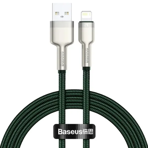 CABLU alimentare si date Baseus Cafule Metal, Fast Charging DataCable pt. smartphone, USB la Lightning Iphone 2.4A, braided, 2m,verde 'CALJK-B06'