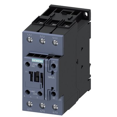 Contactor de putere, AC-3 50A, 22 kW / 400 V 1 NO + 1 NC, 230 V c.a., 50 Hz, 3 poli, dimensiune S2, borna cu surub Siemens 3RT2036-1AP00