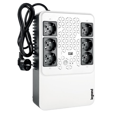 UPS Legrand MULTIPLUG 600, 600VA/360W, 6x German standard sockets, USB charger, baterie 1x 12V 7.2Ah, 230V, tehnologie Line interactiv, 00000000000031