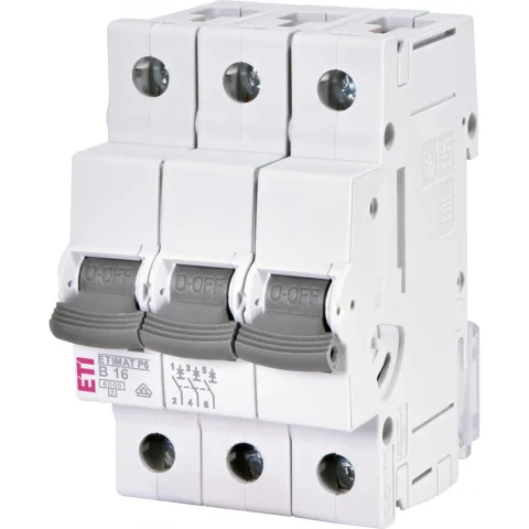 Siguranta automata ETIMAT P6 3P 16A, curba B, 6kA Eti 001900310